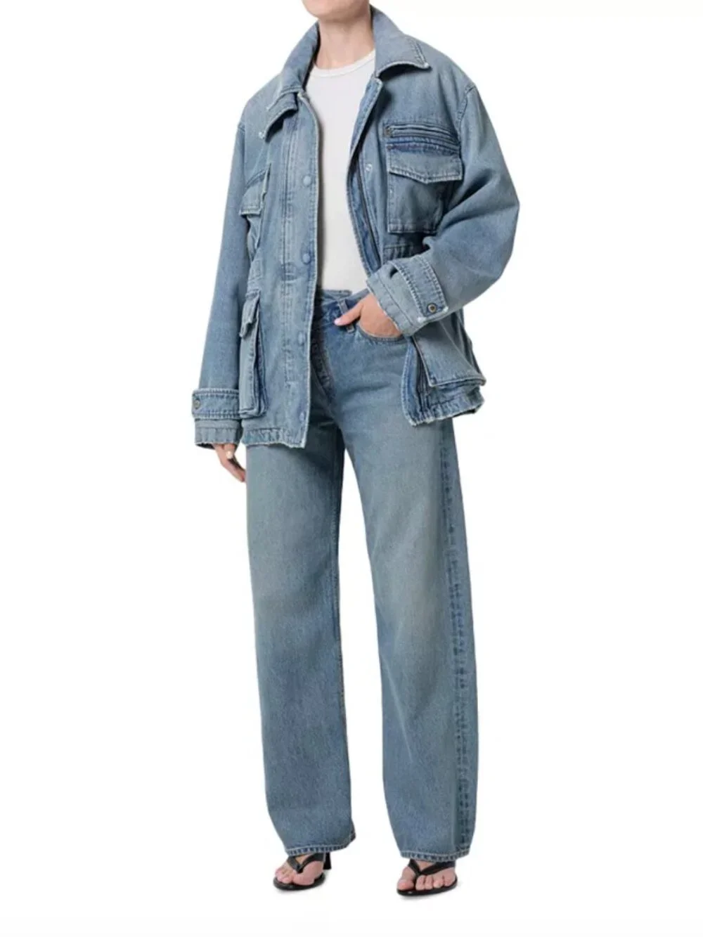 Agolde NWT Aubrey Denim Jacket in Conclusion Indigo Size L